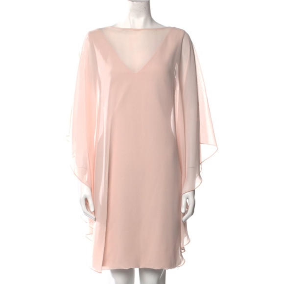 Halston Heritage Pink dress with sheer cape overlay size 10 New with tags - Picture 1 of 12